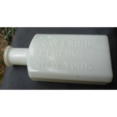 MILK GLASS PERFUME BOTTLE-G.W.Laird-Privy Dug-Hand Blown -c1880s   372387891097